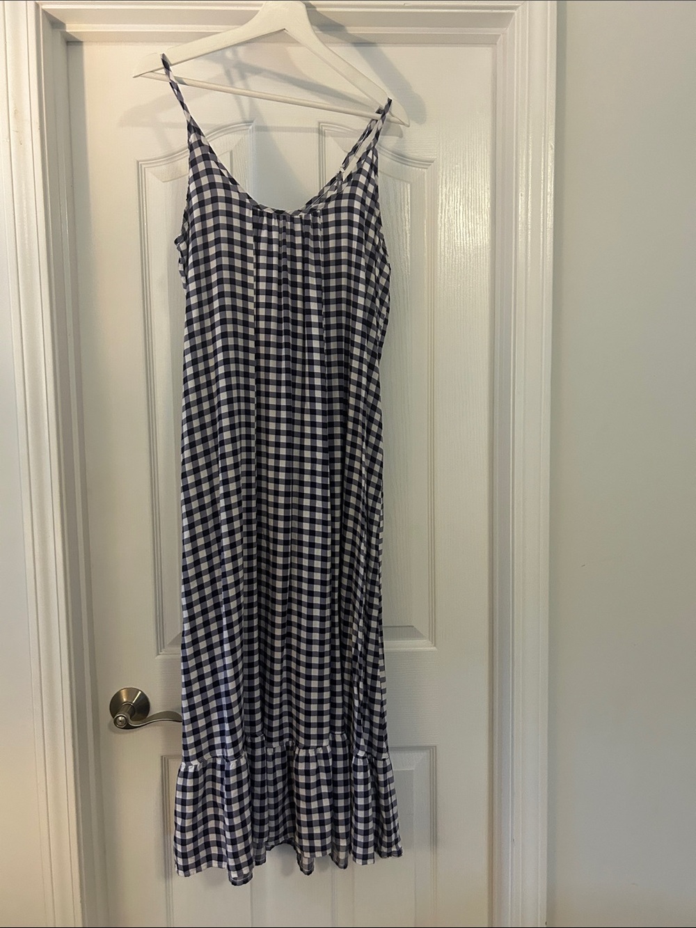 Blue and White Gingham Maxi Dress